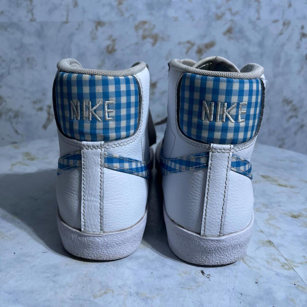 Nike Blazer Mid 77 Gingham Women's Size 8.5 Shoes White Blue Athletic Sneakers - Picture 5 of 15